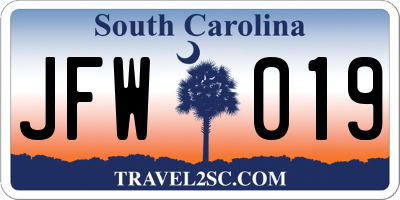 SC license plate JFW019