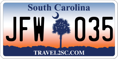 SC license plate JFW035