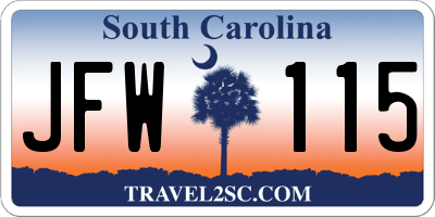 SC license plate JFW115