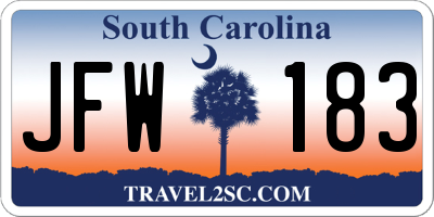 SC license plate JFW183
