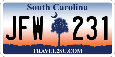 SC license plate JFW231