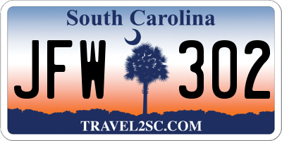 SC license plate JFW302
