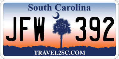 SC license plate JFW392