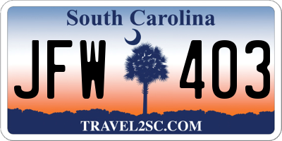 SC license plate JFW403