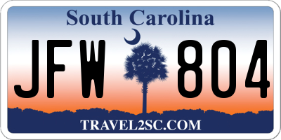 SC license plate JFW804