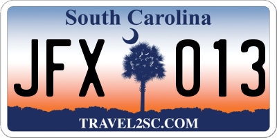 SC license plate JFX013