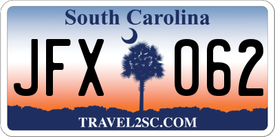 SC license plate JFX062