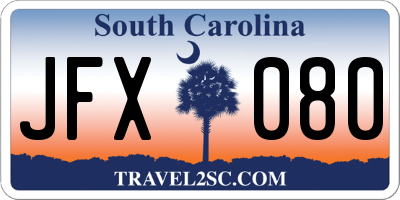 SC license plate JFX080