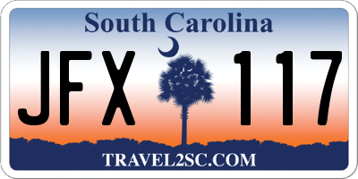 SC license plate JFX117