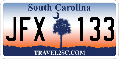 SC license plate JFX133