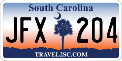 SC license plate JFX204