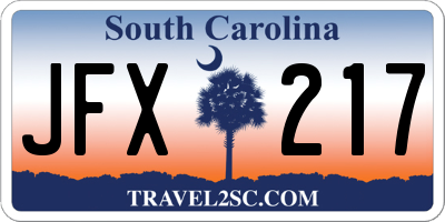 SC license plate JFX217