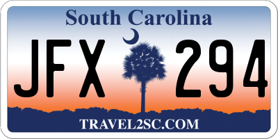SC license plate JFX294