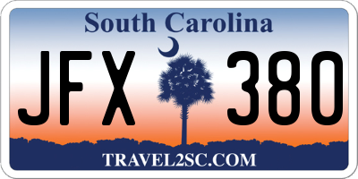 SC license plate JFX380