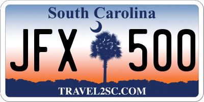SC license plate JFX500