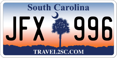 SC license plate JFX996