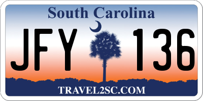 SC license plate JFY136