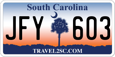 SC license plate JFY603