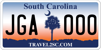SC license plate JGA000