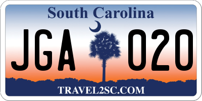 SC license plate JGA020