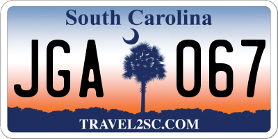 SC license plate JGA067