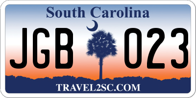 SC license plate JGB023