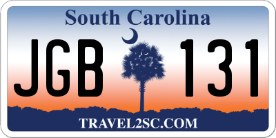 SC license plate JGB131
