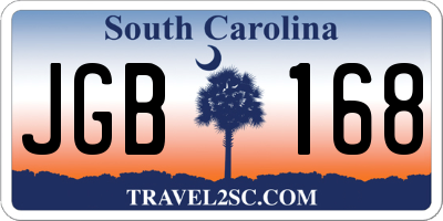 SC license plate JGB168