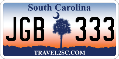 SC license plate JGB333