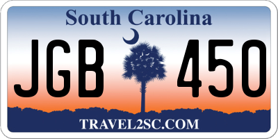 SC license plate JGB450