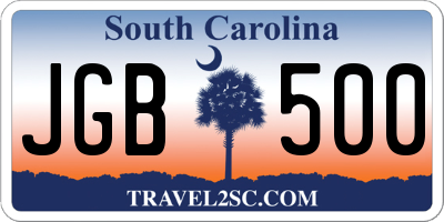 SC license plate JGB500