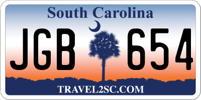SC license plate JGB654