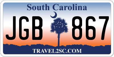 SC license plate JGB867