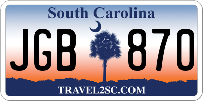 SC license plate JGB870