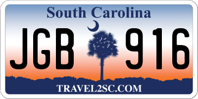 SC license plate JGB916