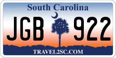 SC license plate JGB922