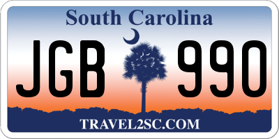 SC license plate JGB990