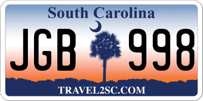 SC license plate JGB998