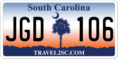 SC license plate JGD106