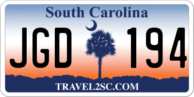 SC license plate JGD194