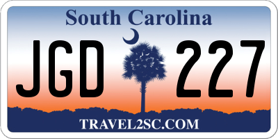 SC license plate JGD227