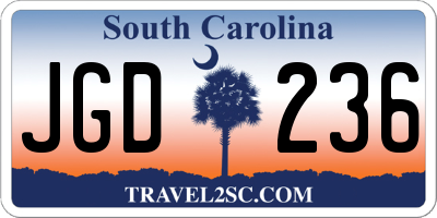 SC license plate JGD236