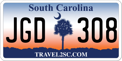 SC license plate JGD308
