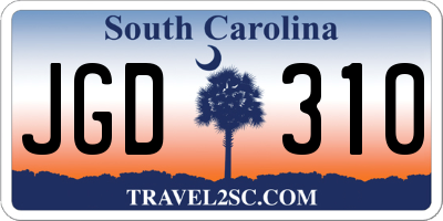 SC license plate JGD310