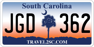 SC license plate JGD362