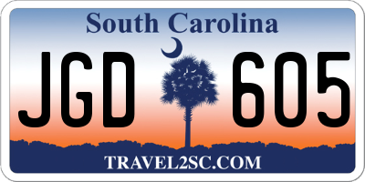 SC license plate JGD605
