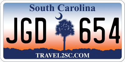 SC license plate JGD654