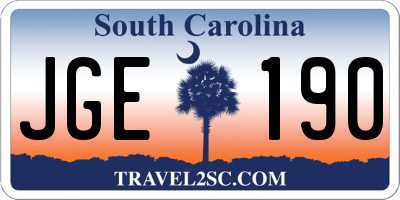 SC license plate JGE190
