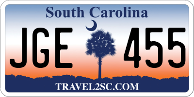SC license plate JGE455