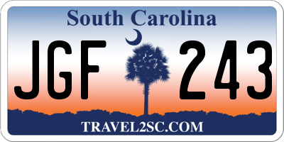 SC license plate JGF243